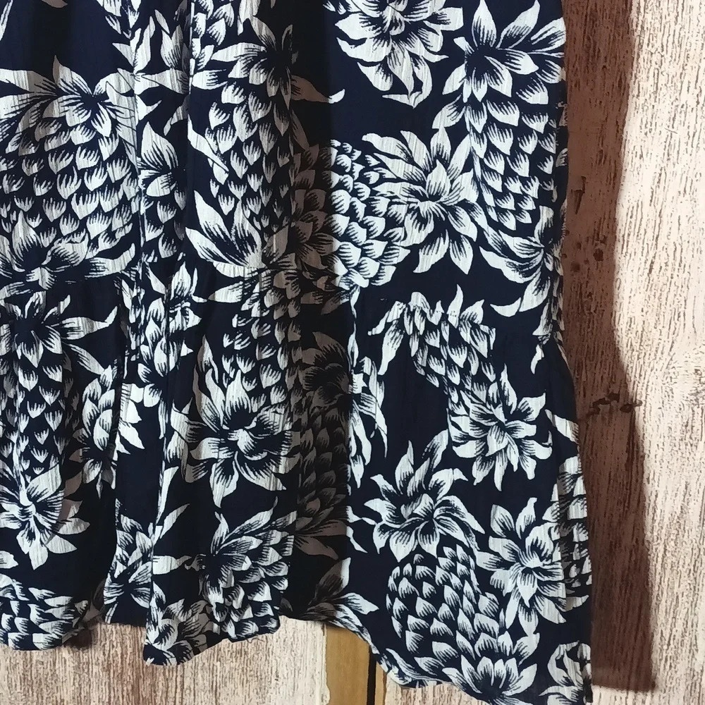 J Crew Navy Novelty Pineapple Print Cotton Pullover Pockets Covered Button 6 - Picture 6 of 12